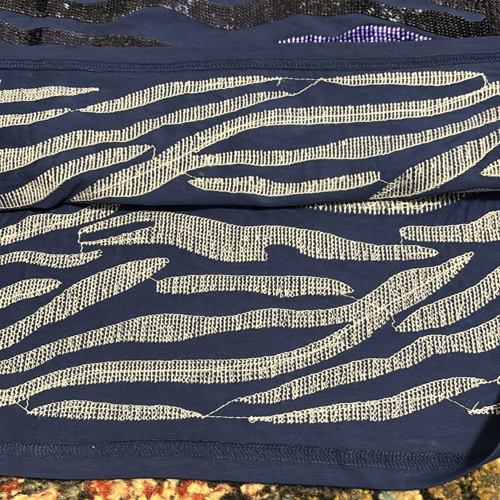 QUEEN OF SPARKLES Blue Zebra Sequin Short Sleeve Tee - Picture 8 of 8